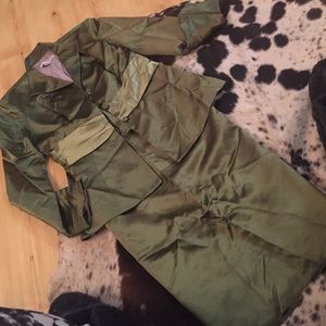 Green satin suit