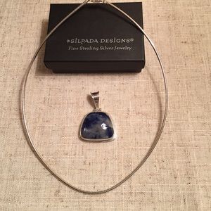 Silpada Silver Omega Necklace w/Sodalite pendant