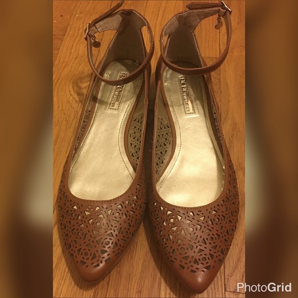 BCBG Zayna  Cutout Flat w/ Ankle Strap