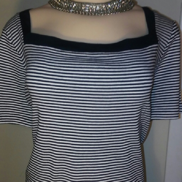 Chaps blue and white striped top