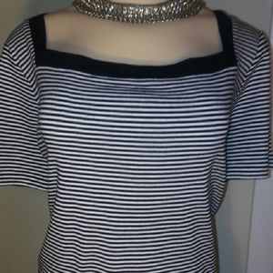 Chaps blue and white striped top