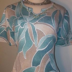 Alfred Dunner metallic short sleeve v-neck top