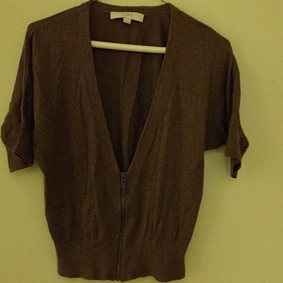 LOFT Pima cotton sweater with front zipper