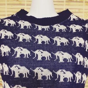 Vintage Elephant Print Sweater Vest