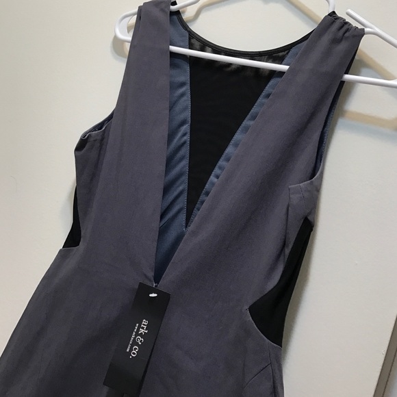 Gray and black dress with sheer sides. - Picture 3 of 4