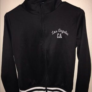 High collar black zip up