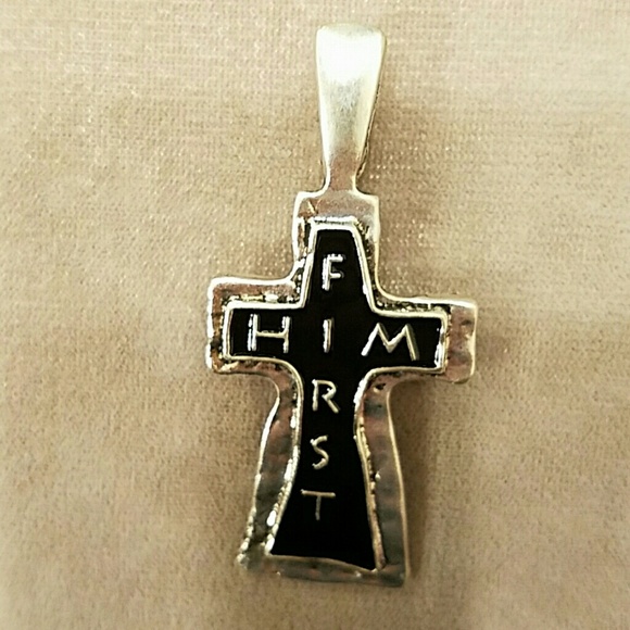 Cross Pendant HIM FIRST Silver /Black tones - Picture 5 of 9