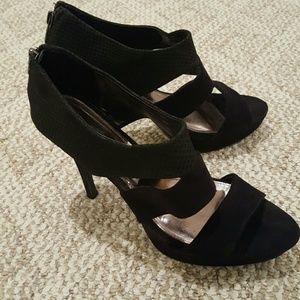 Black strappy heels. Gently used, sz 11