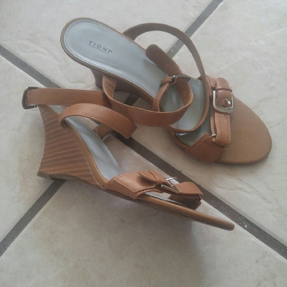 FIONI Clothing Shoes - 5 for $25 sale Fioni wrap strap tan wedge heels