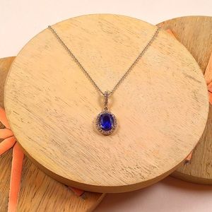 9.25 Pure Silver Blue Sapphire Necklace