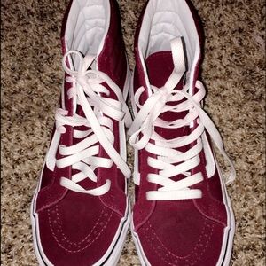 Maroon high top vans