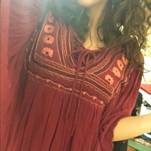 BOHO Burgundy Blouse