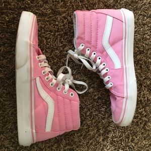 Pink high top canvas Vans