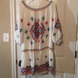 Embroidered silk dress