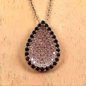 9.25 Pure Silver Cubic Zirconia Pear w/ Sapphire