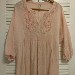 Free People Embroidered Blouse