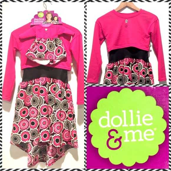 Dollie & Me High Low Dress & Cardigan & Doll Dress