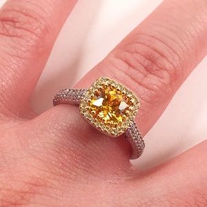 9.25 Pure Silver Ring w/ Golden Topaz Stone