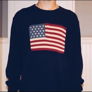 🇺🇸Ralph Lauren American Flag Hand Knit Sweater
