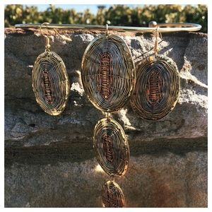 Brass Wire Wrapped Choker Necklace & Earrings Brass Wire Wrapped Choker Necklace & Earrings