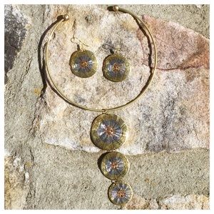 Brass Wire Wrapped Choker Necklace & Earrings Brass Wire Wrapped Choker Necklace & Earrings