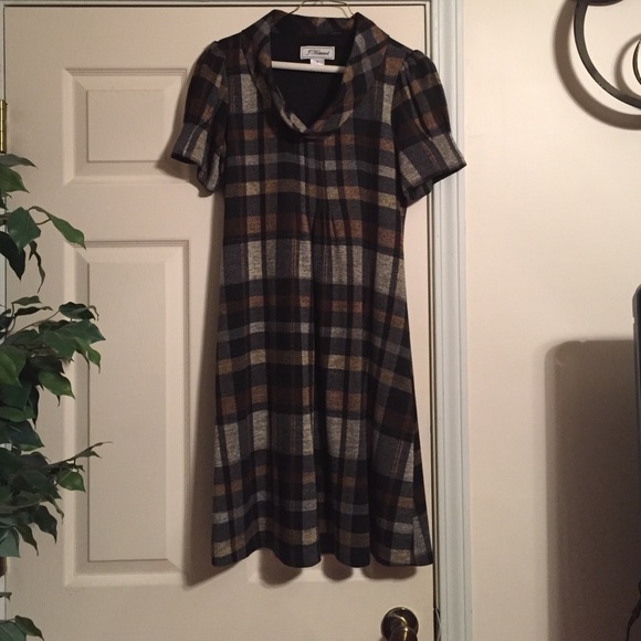 J Howard Cowl Neck Plaid Dress