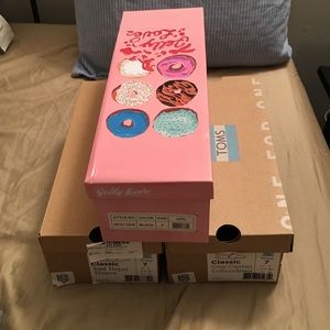 3 Empty Shoe Boxes. 2 TOMS 1 Jeffrey Campbell