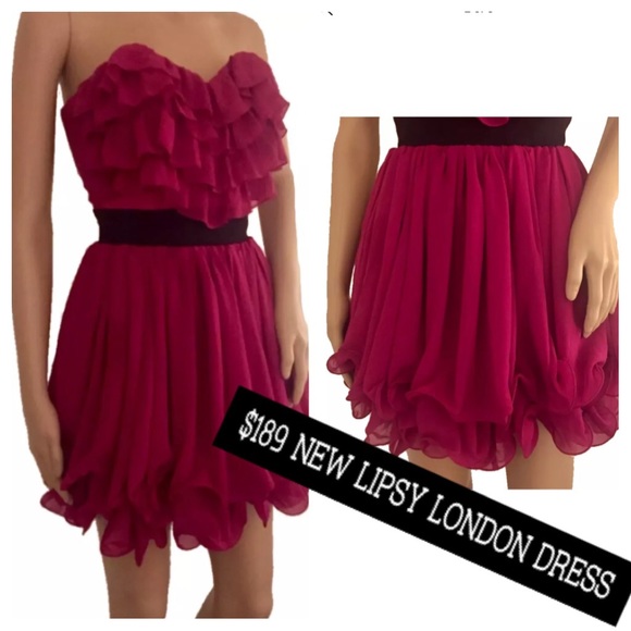$189 NEW LIPSY Dress Sz 2 Pink Strapless Bustier - Picture 1 of 3