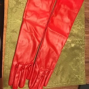 Long faux Leather gloves
