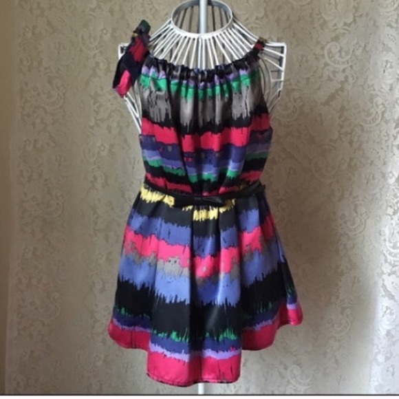DKNY Colorful Silk Halter Blouse