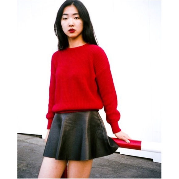 American Apparel Black Leather Circle Skirt XS