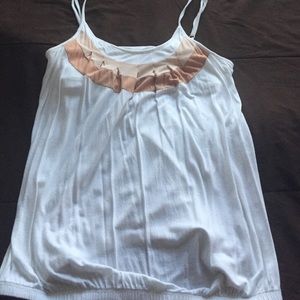 White and tan spaghetti straps blouse EUC