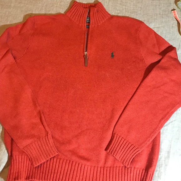 Polo Ralph Lauren orange quarter zip sweater NWOT