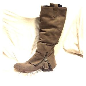 Brown suede boots