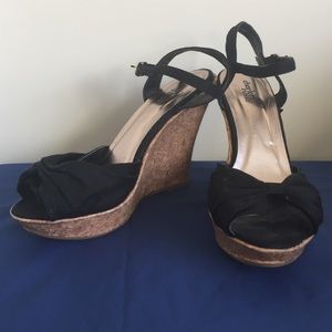 EUC sz 8 black cork wedges from Charlotte Russe