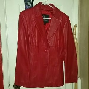Red leather jacket