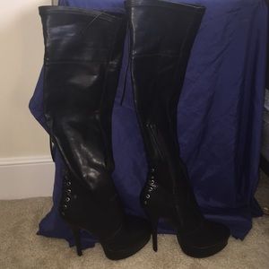 NWOT over the knee black boots.