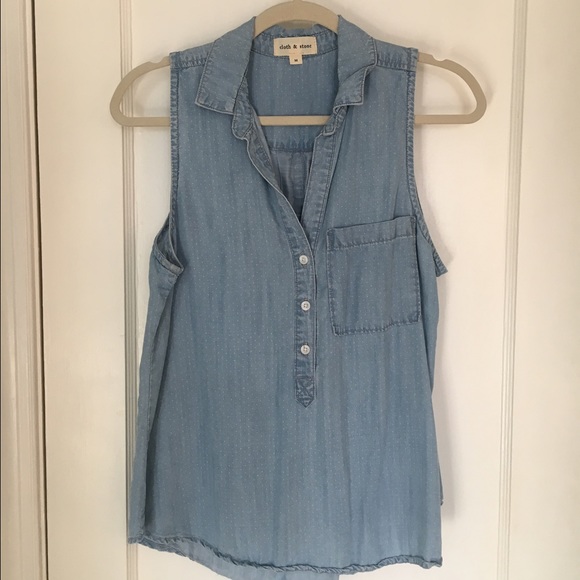 Cloth & Stone Chambray Polka Dot Top