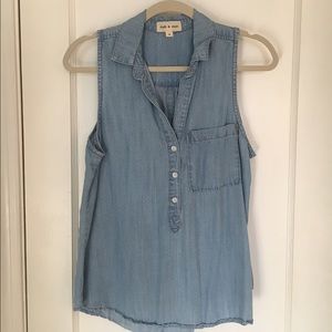 Cloth & Stone Chambray Polka Dot Top