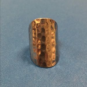 Hammered Silver Wide Band Ring