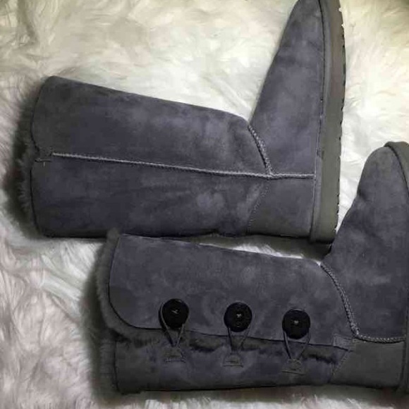Tall button grey ugg boots