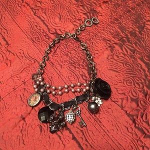 Black vintage jewel heavy statement necklace