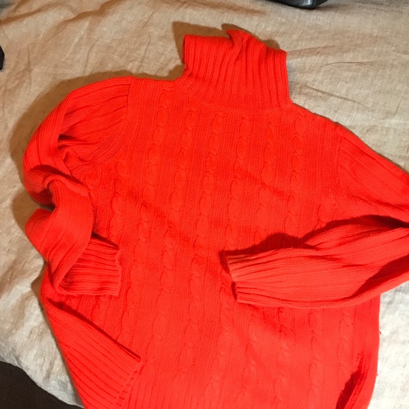 J Crew Orange Cable Turtleneck XL