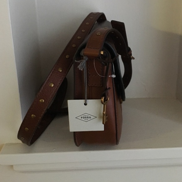 Fossil EMI Brown Multi Saddle crossbody bag purse - Picture 2 of 5