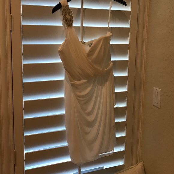 Cache chiffon white one shoulder dress