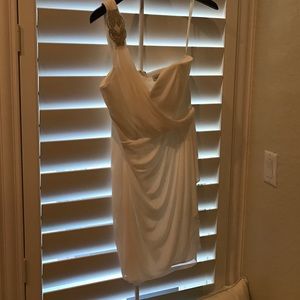 Cache chiffon white one shoulder dress