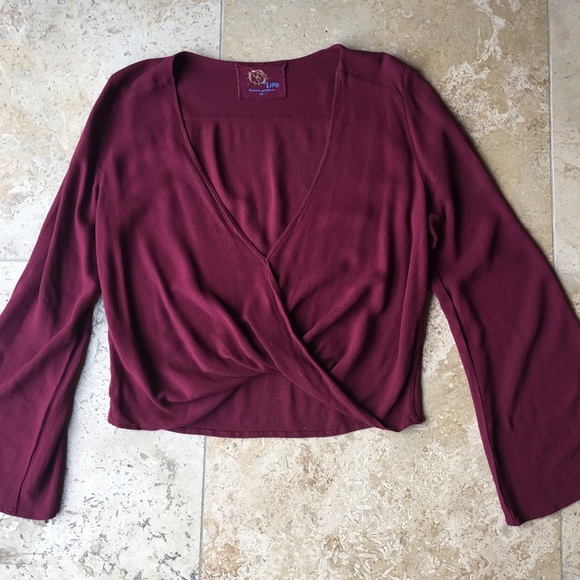 Blue Life Boho Hayley Top in Bordeaux Wine XS