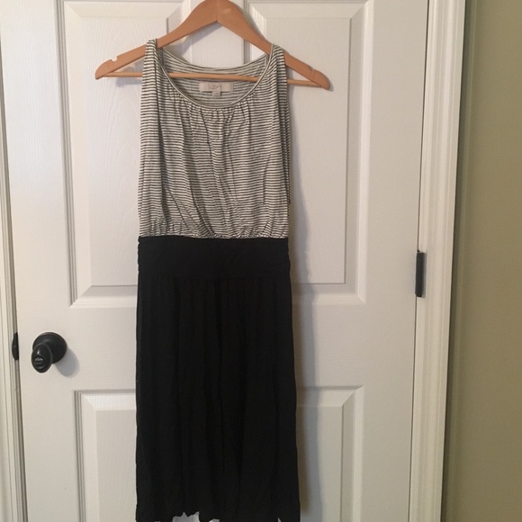 LOFT XS black and white stripped dress.