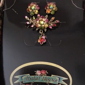 Michal Negrin Designer Earrings and matching pin