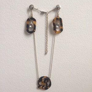 Tortoise Shell "R" Necklace / Earring Set
